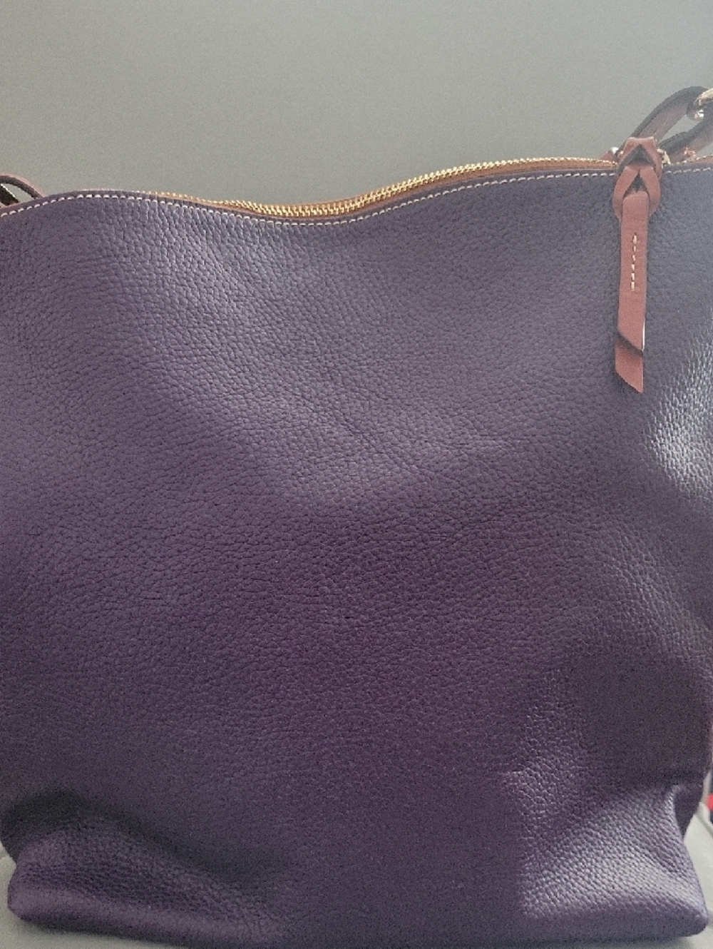 Dooney & Bourke Plum Pebbled Leather Shoulder Bag - Picture 2 of 10